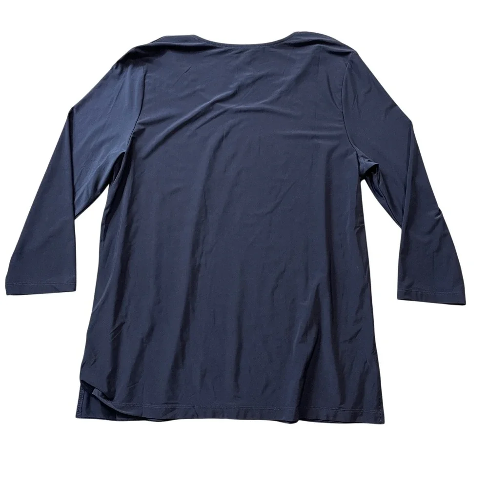 Jean-Pierre Klifa XL Navy New w/Tags Ladies 3/4 Sleeve Top Polyester Blend - Picture 5 of 5